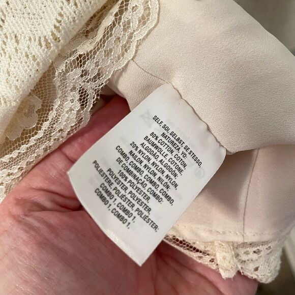 Rare Free People Victoria Bohemian Lace Cream Sheer Back Mini Dress Size 10 - Picture 9 of 12